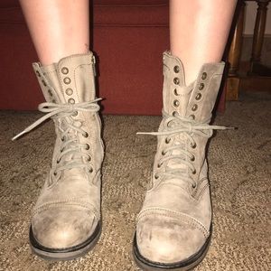 Gray combat boots
